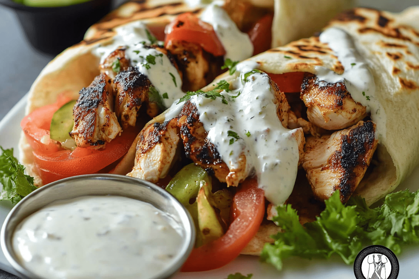 Chicken Shawarma Wrap with Garlic or Yogurt Sauce