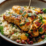 Cilantro Orange Chicken with Rice and Beans