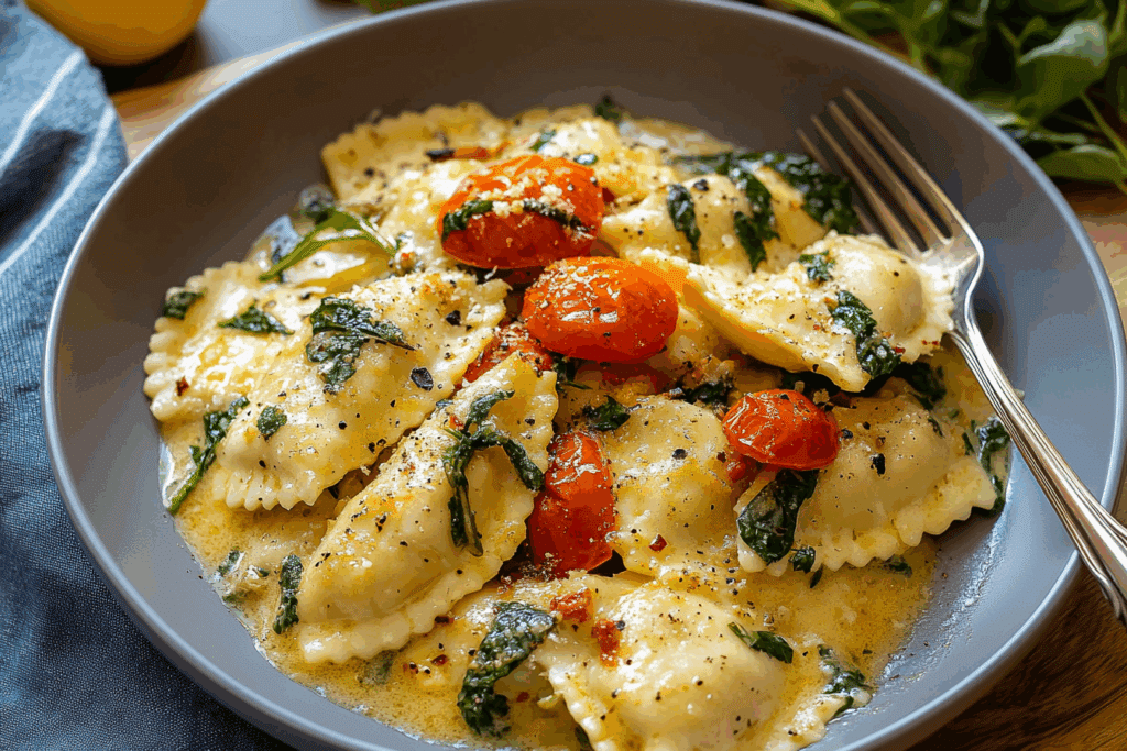 Easy Weeknight Creamy Tuscan Ravioli