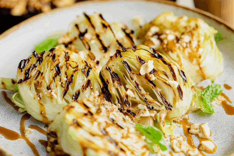 Grilled Cabbage with Tahini-Soy Drizzle