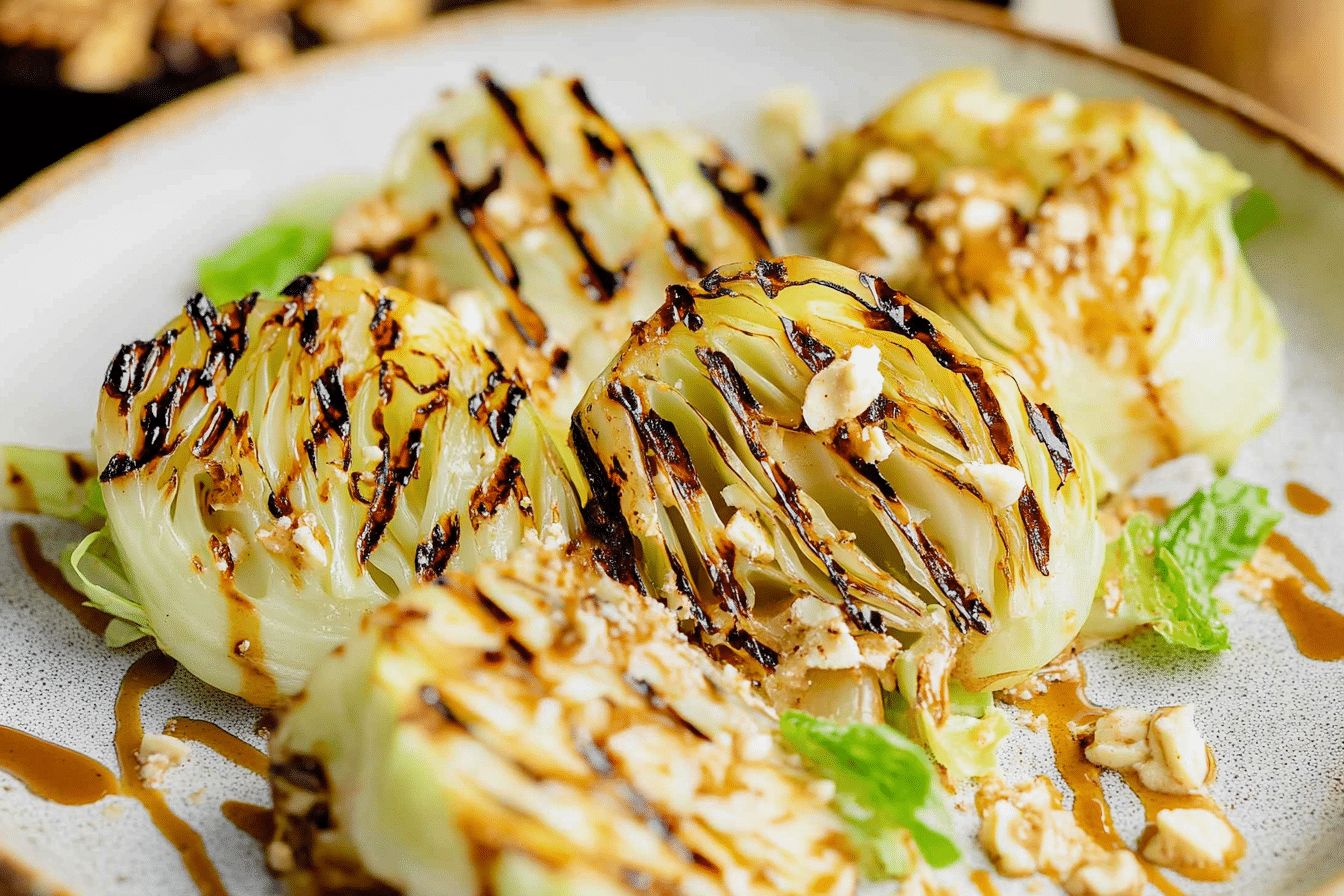 Grilled Cabbage with Tahini-Soy Drizzle
