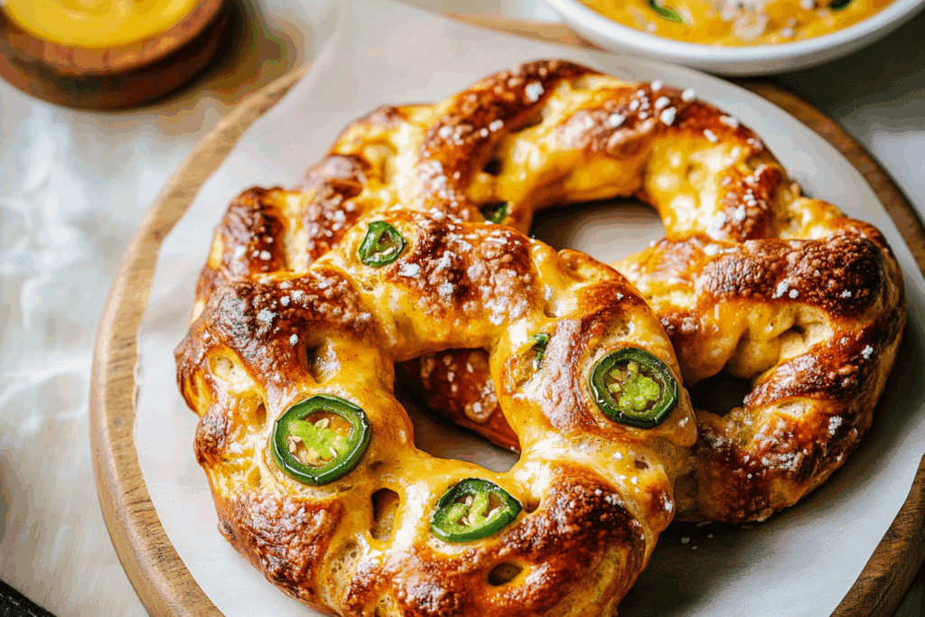 Cheddar Jalapeño Soft Pretzels