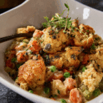 Chicken Pot Pie Casserole with Biscuit Crumbles