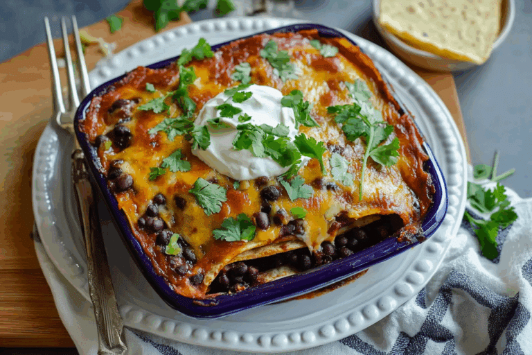 Deep Dish Black Bean Enchilada Casserole