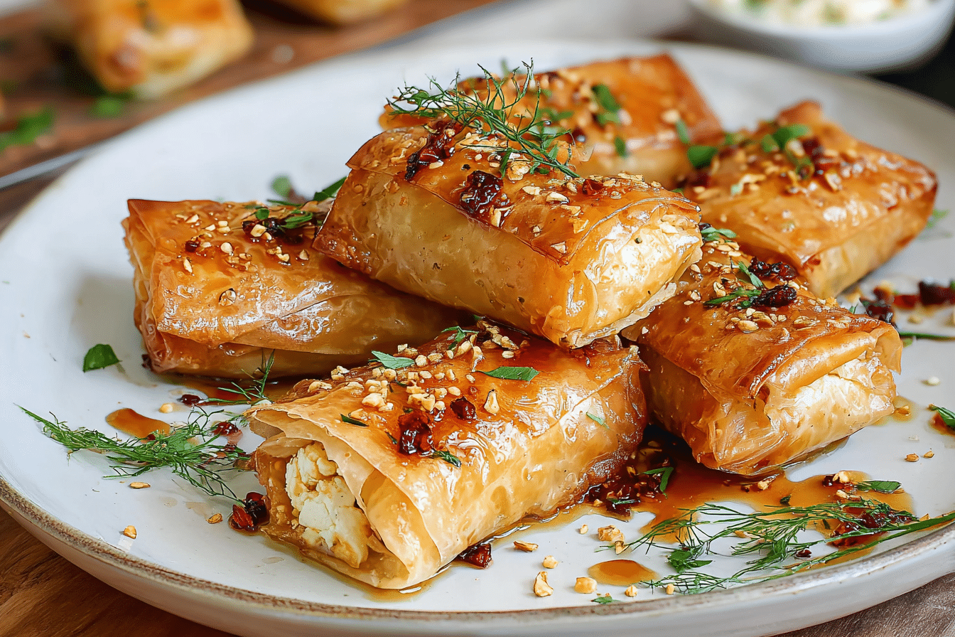 Flaky Chili Honey Feta Rolls Appetizer