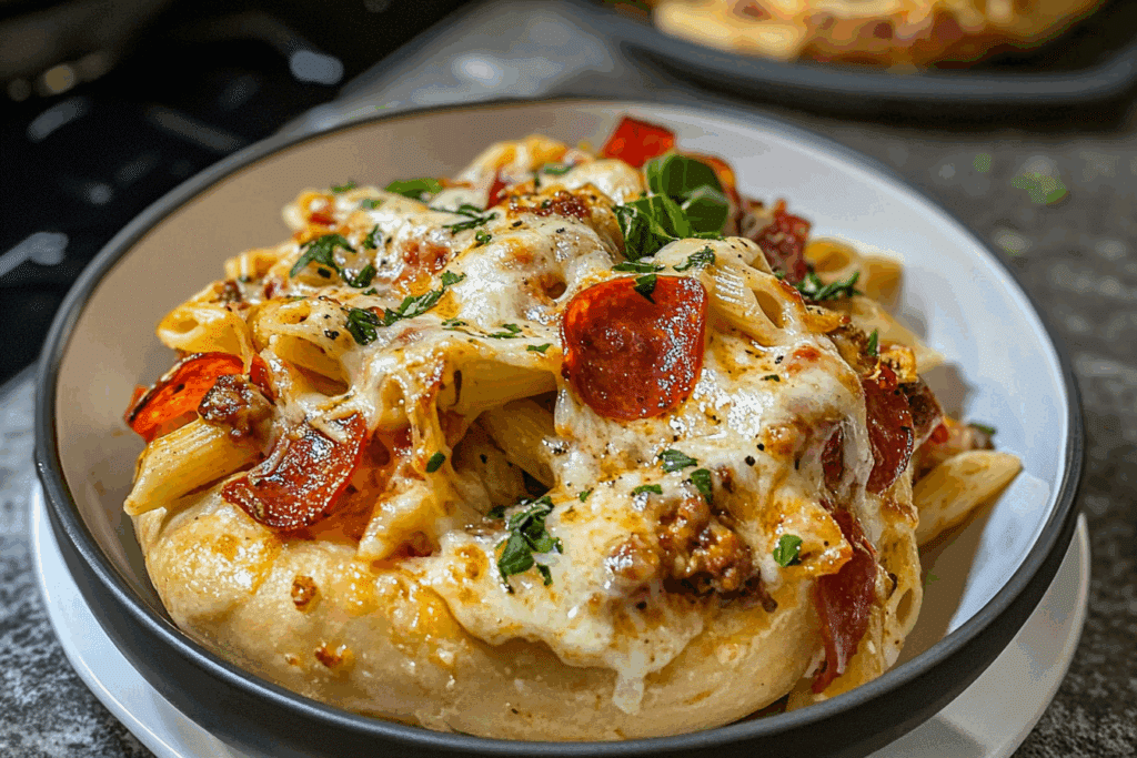 Garlic Butter Pizza Pasta Bowls