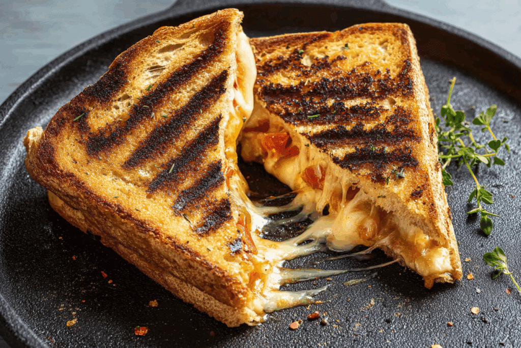 grilled cheese in a Swiss Diamond grill pan