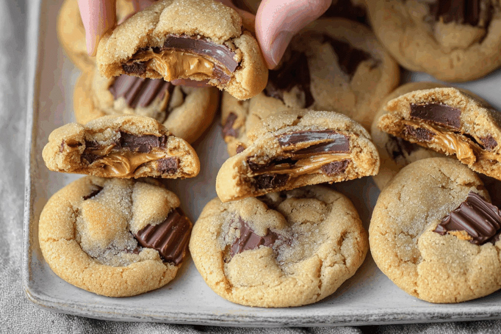 Homemade Peanut Butter Cup Stuffed Cookies