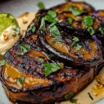 HONEY-GARLIC EGGPLANT DIPPERS WITH CASHEW-LIME CREAM