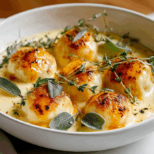 Italian Ricotta Gnudi in Cheese Sauce Recipe