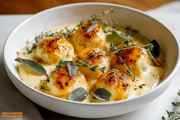 Italian Ricotta Gnudi in Cheese Sauce Recipe