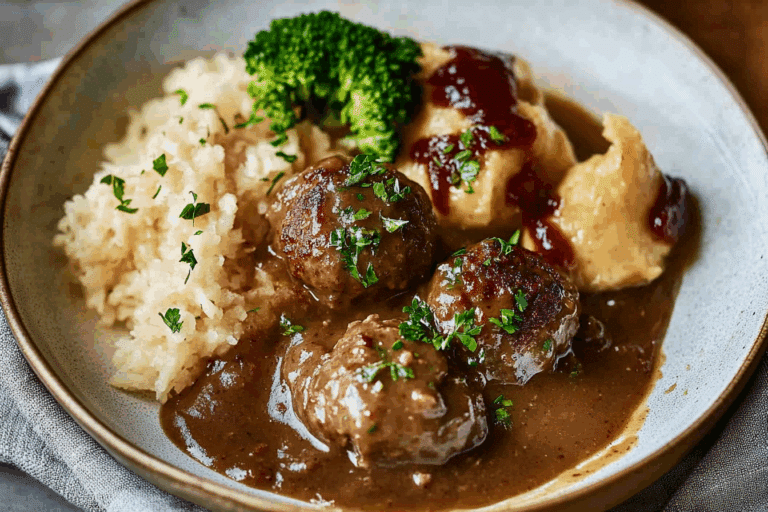 Norwegian Meatballs in Brown Gravy