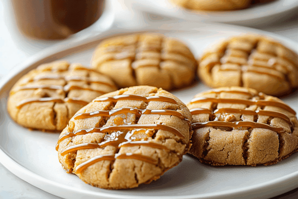 Peanut Butter Caramel Drizzle Cookies