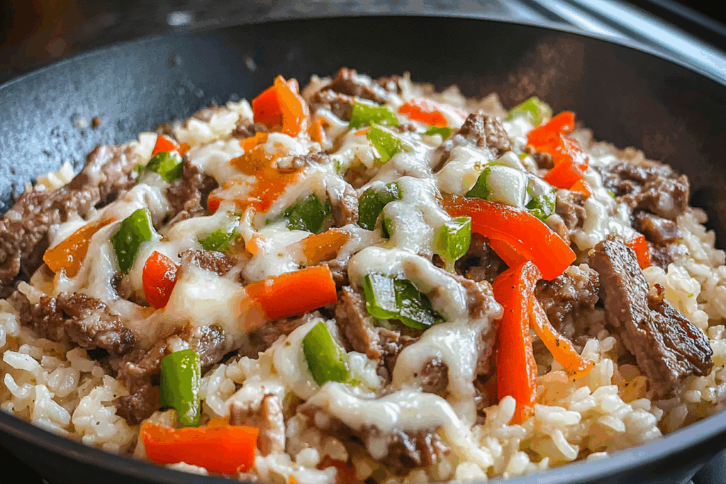 Philly Cheesesteak Rice Skillet