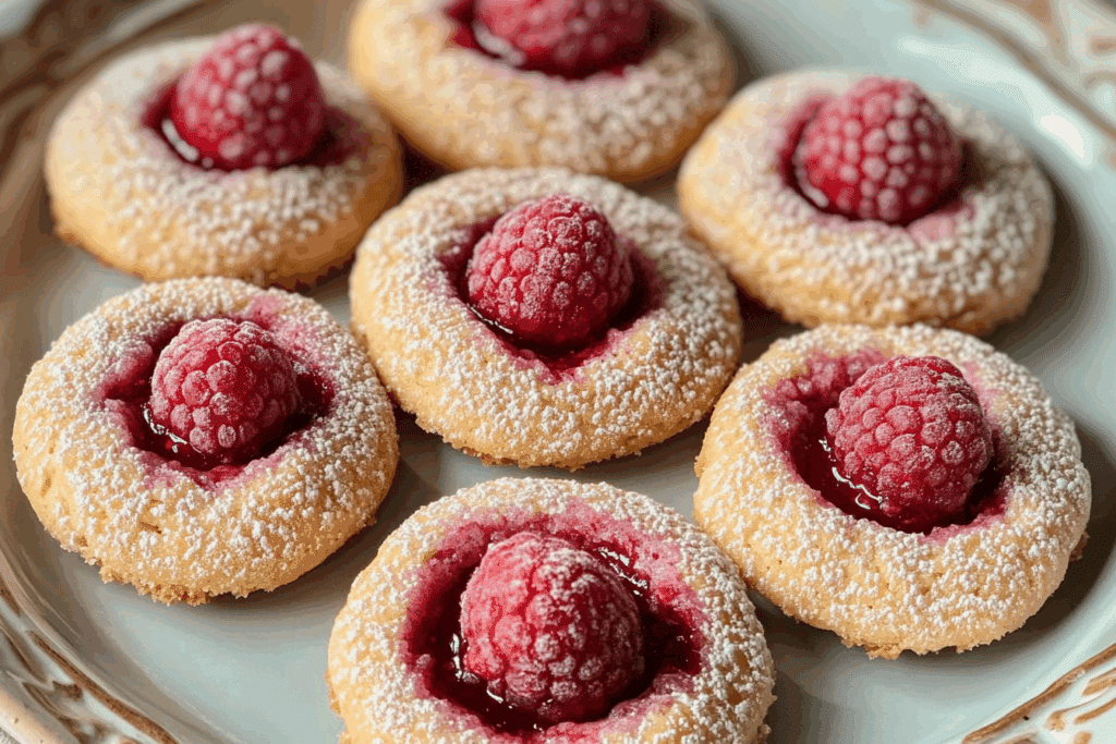 raspberry almond thumbprints