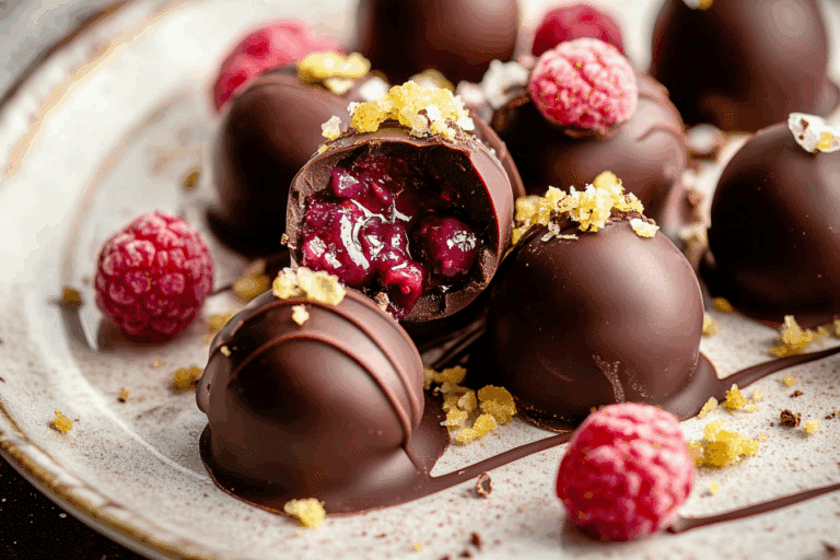 Raspberry Dark Chocolate Truffles