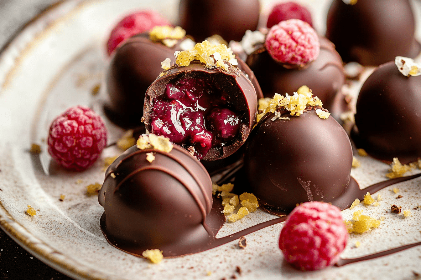 Raspberry Dark Chocolate Truffles