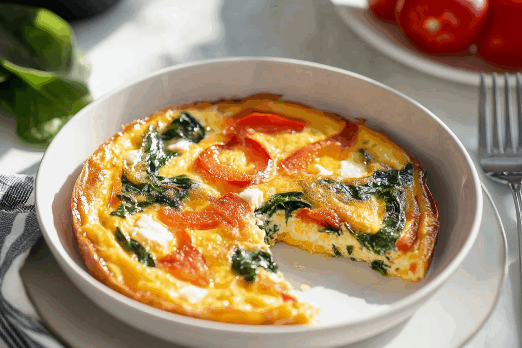 Red Pepper, Spinach and Goat Cheese Frittata