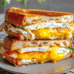 Spicy cheddar & cream cheese egg sandwich