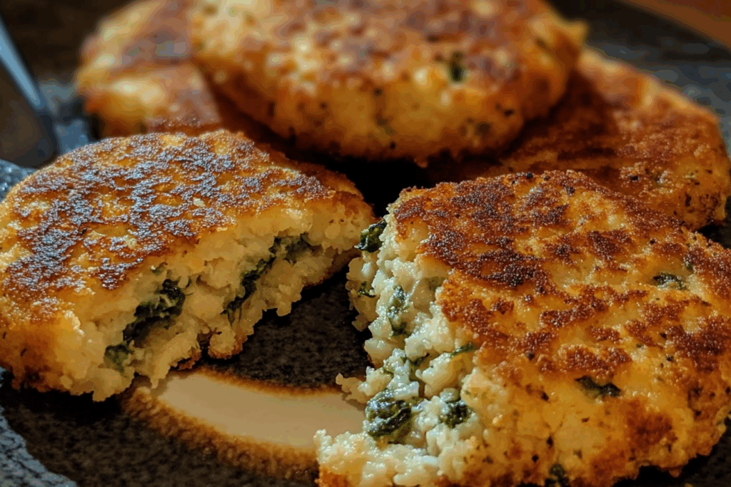 Spinach and cheese stuffed cauliflower patties