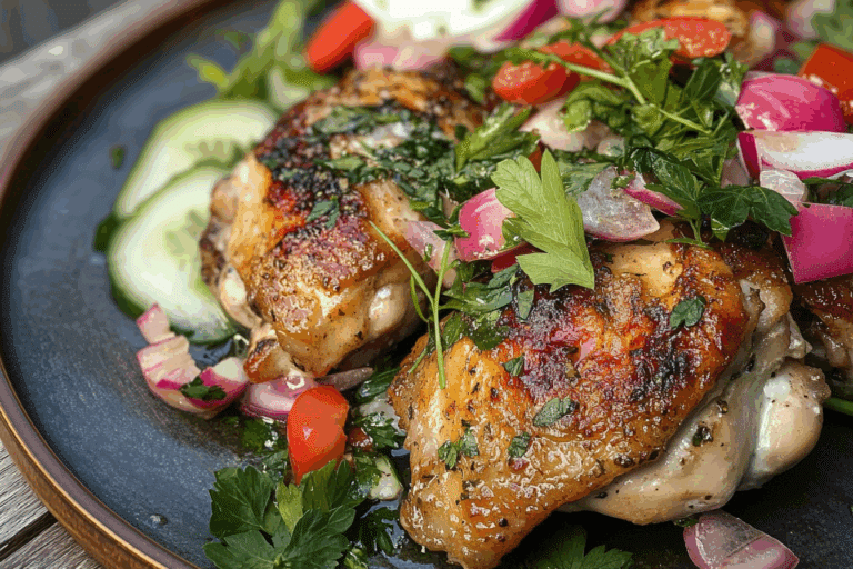 Sumac Chicken Thighs With Yogurt And Herb Salad