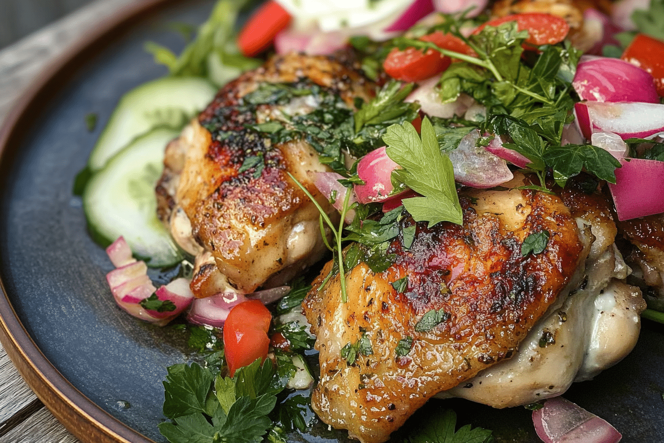 Sumac Chicken Thighs With Yogurt And Herb Salad