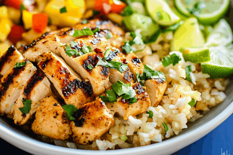 Sweet Chili Chicken Bowl with Coconut Lime Drizzle