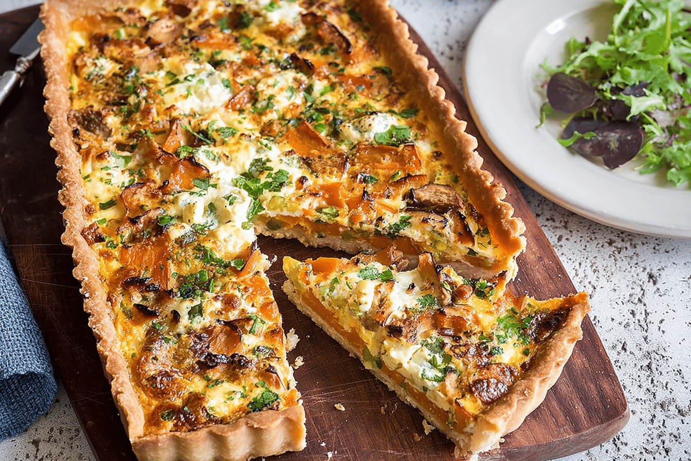 Sweet Potato, Feta and Caramelised Onion Tart