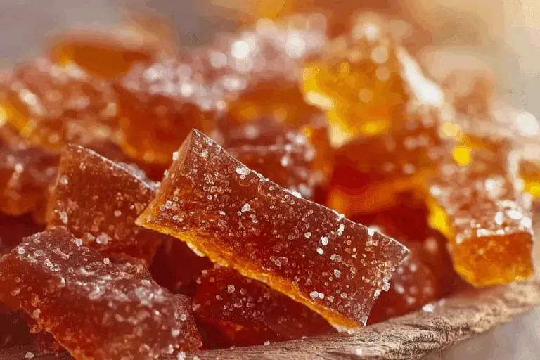 Cinnamon Rock Candy cooling on tray with powdered sugar