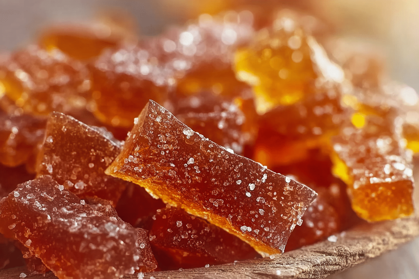 Cinnamon Rock Candy cooling on tray with powdered sugar