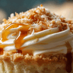 “Whole Coconut Cream Pie with whipped cream and toasted coconut”
