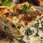 spinach-and-mushroom-white-lasagna-baked-cheesy