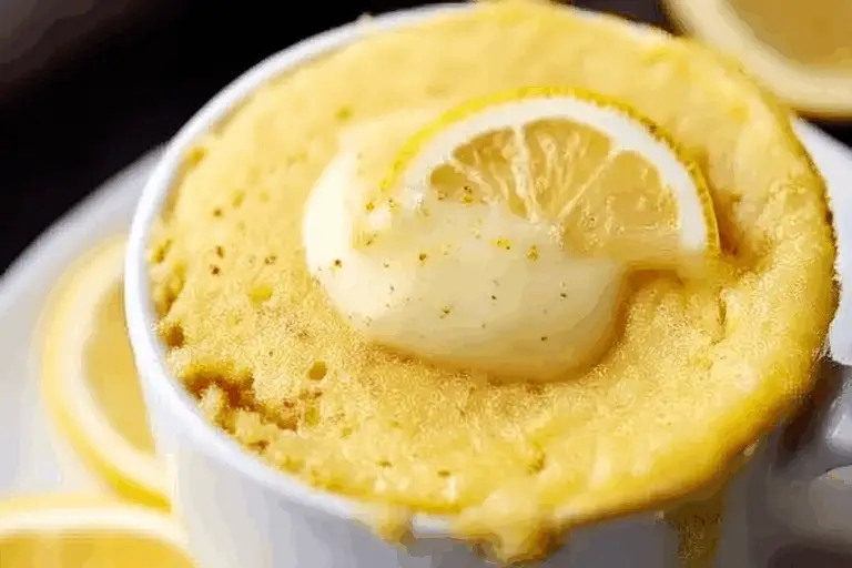 Lemon Lava Mug Cake with Condensed Milk