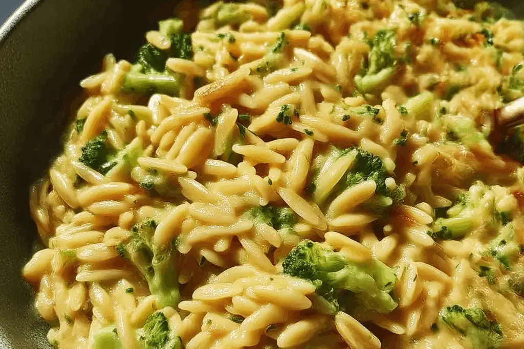 One Pot Broccoli Cheese Orzo