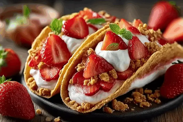 Strawberry Crunch Cheesecake Tacos