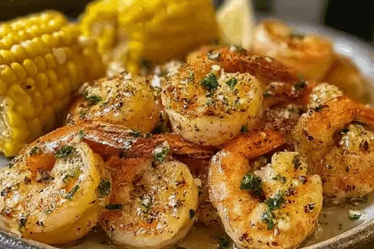 Garlic Butter Baked Shrimp with Corn