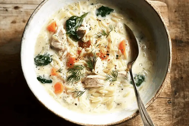 Creamy Chicken and Orzo Soup with Fresh Dill