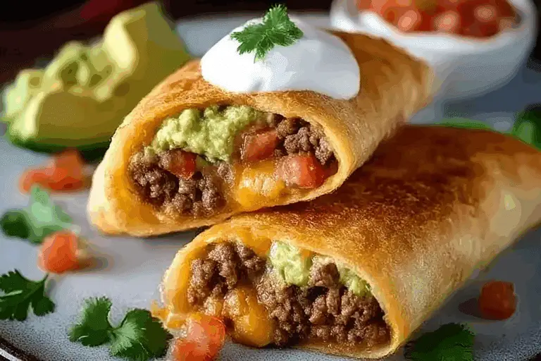 Crispy Beef Cheese Chimichangas