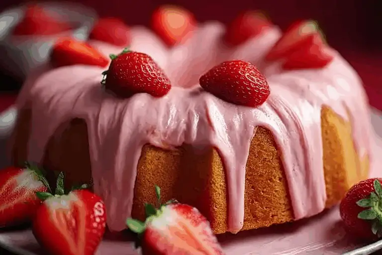 Strawberry Pound Cake with Strawberry Frosting