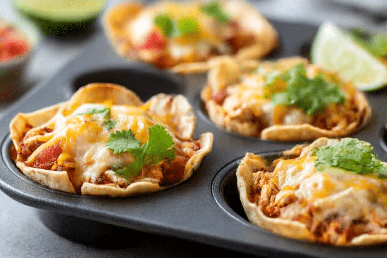 Cheesy Chicken Tortilla Cups