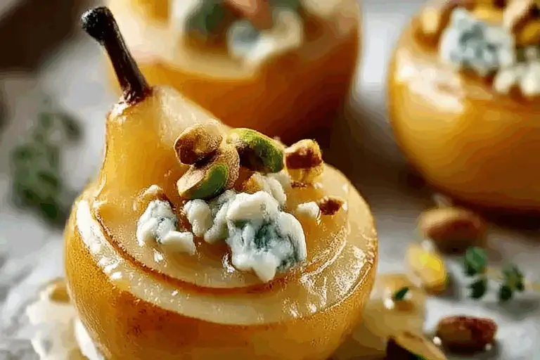 Roasted Pears with Blue Cheese and Pistachios