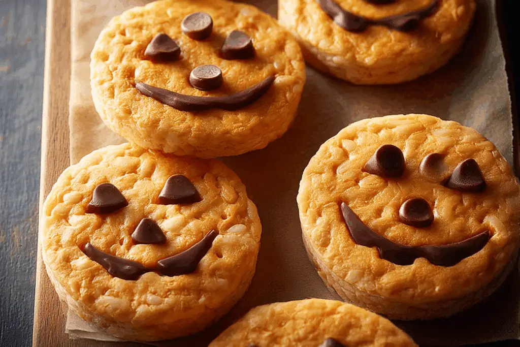 Jack-o-Lantern Rice Cake Treats