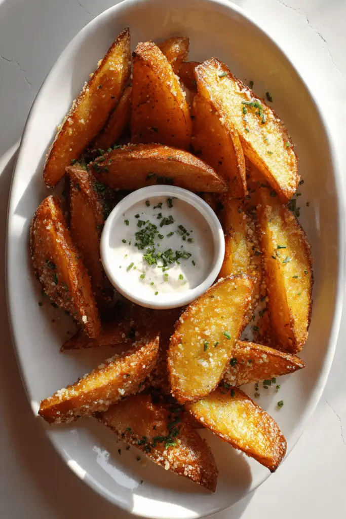 Crispy Garlic Parmesan Potato Wedges