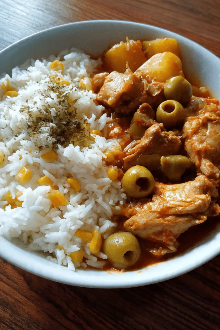 Estofado de Pollo with Butter Corn Rice