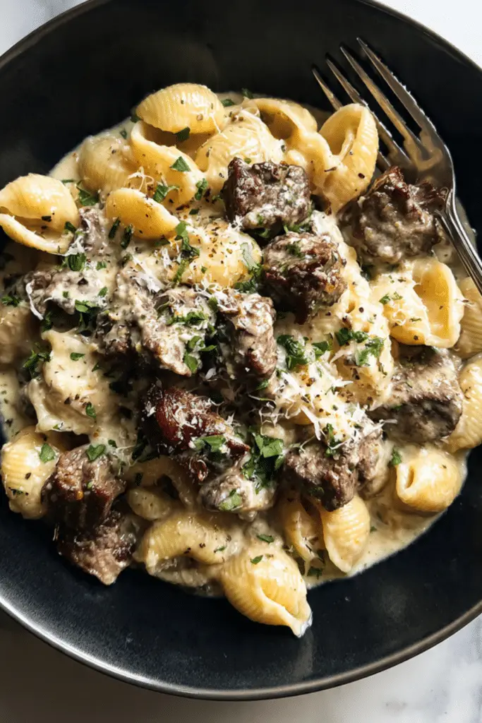 Creamy Garlic Beef Pasta
