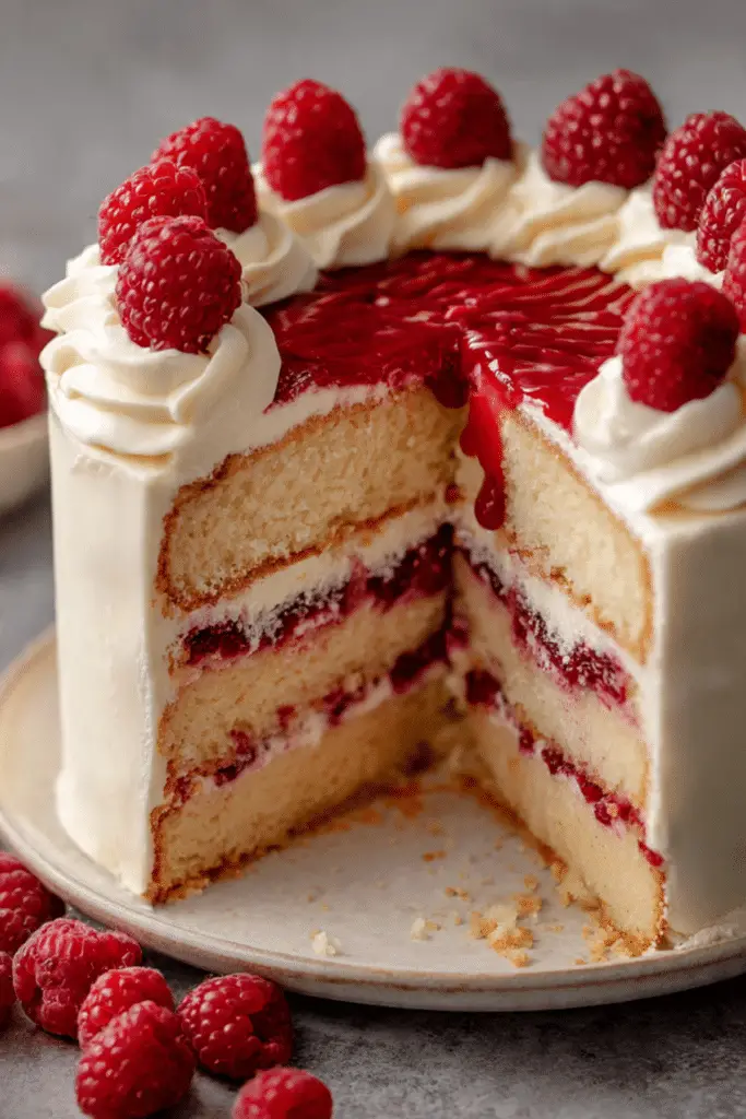 White Chocolate Raspberry Cake