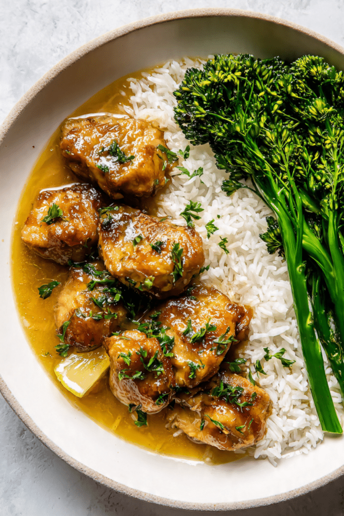 HONEY MISO CHICKEN WITH GINGER BROTH & RICE