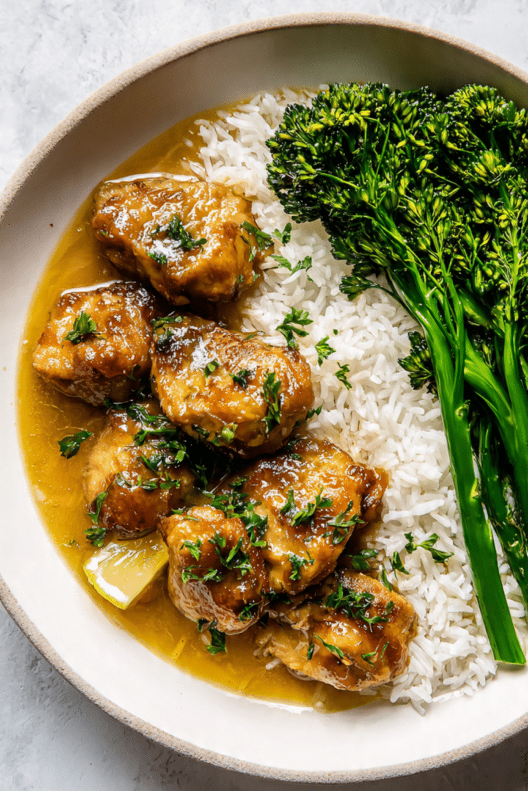HONEY MISO CHICKEN WITH GINGER BROTH & RICE