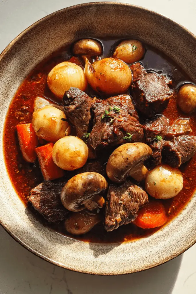 Slow-Braised Wagyu Beef Stew with Mushrooms