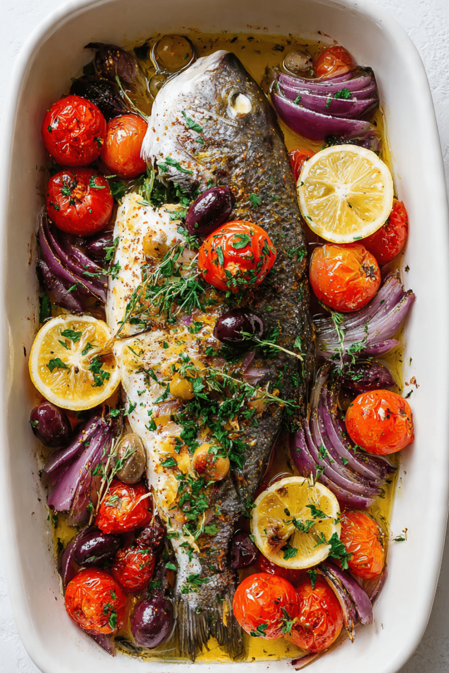 Mediterranean Baked Sea Bass